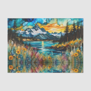 Papel De Seda Paisaje de los ríos montañosos y los silvestres