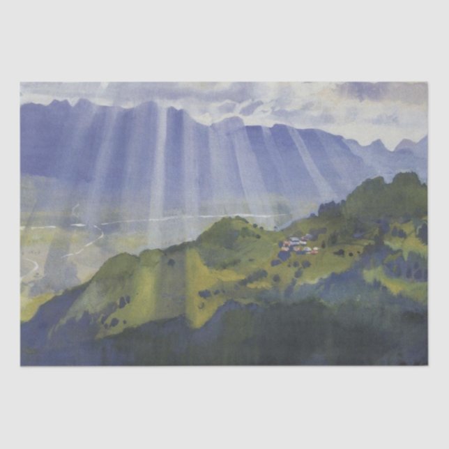 Papel De Seda Paisaje de montaña en Suiza (Serebriakova) (Anverso)