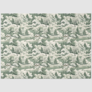 Papel De Seda Paisaje de nieve del Toile verde