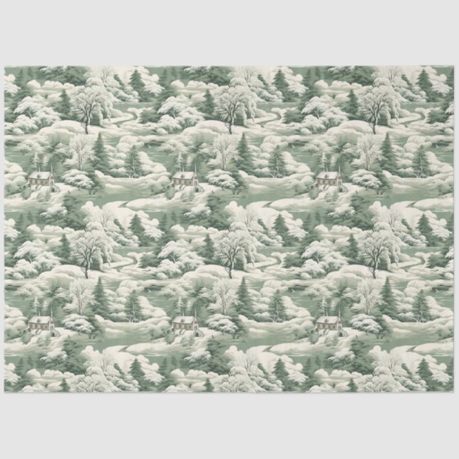Papel De Seda Paisaje de nieve del Toile verde (Anverso)