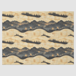 Papel De Seda Paisaje de nubes de montaña antiguas (1)