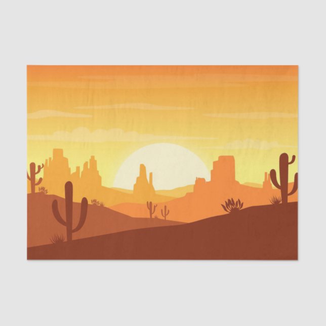 Papel De Seda Paisaje del desierto de Cactus (Anverso)