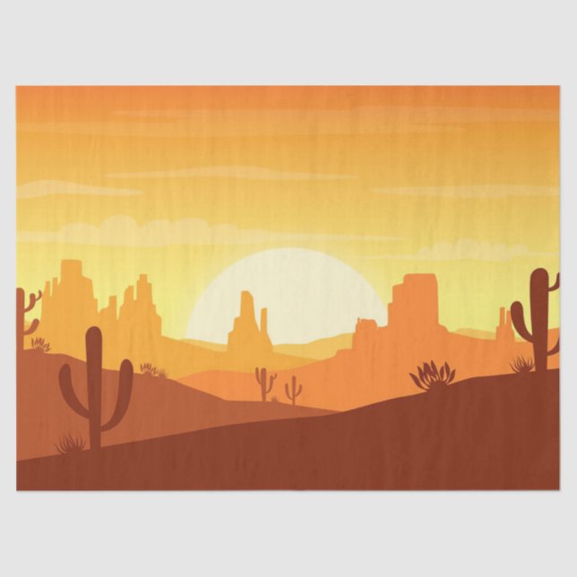 Papel De Seda Paisaje del desierto de Cactus (Anverso)
