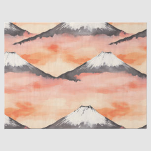 Papel De Seda Paisaje en acuarela de montaña nevada al atardecer