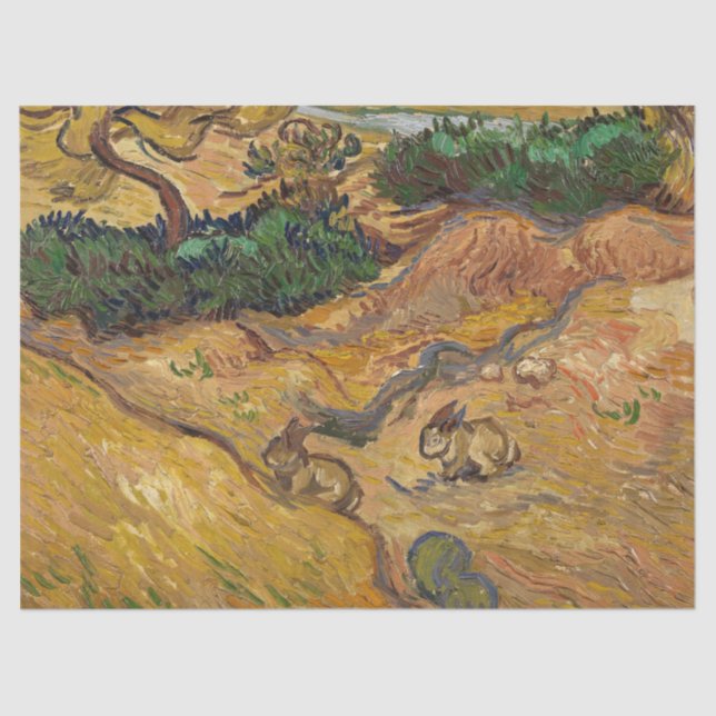 Papel De Seda Paisaje en Conejos por Vincent van Gogh (Anverso)