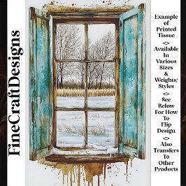 Papel De Seda Paisaje invernal a través de la ventana de madera 