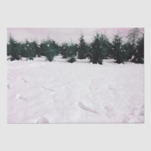 Papel De Seda Paisaje invernal con larvas en la nieve