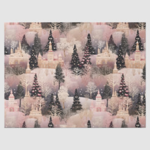 Papel De Seda Paisaje invernal rosa caprichoso (2)