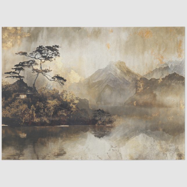 Papel De Seda Paisaje japonés vintage (Anverso)