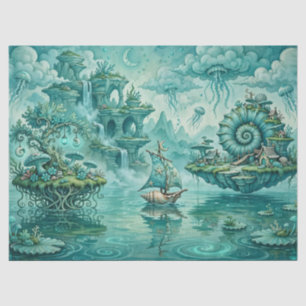 Papel De Seda Paisaje marino verde turquesa sueño surrealista fa