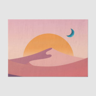 Papel De Seda Paisaje minimalista del desierto con puesta de sol