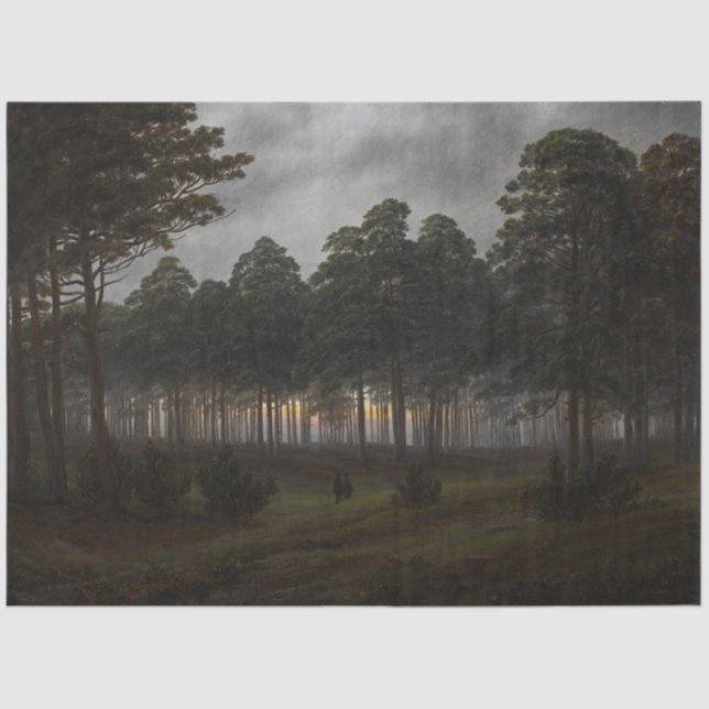 Papel De Seda Paisaje nocturno (por Caspar David Friedrich) (Anverso)