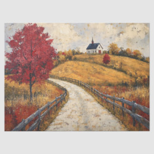 Papel De Seda Paisaje Otoñal Escénico Decoupage Rústico