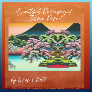 Papel De Seda Paisaje paisajístico en Asia Árboles de flores de