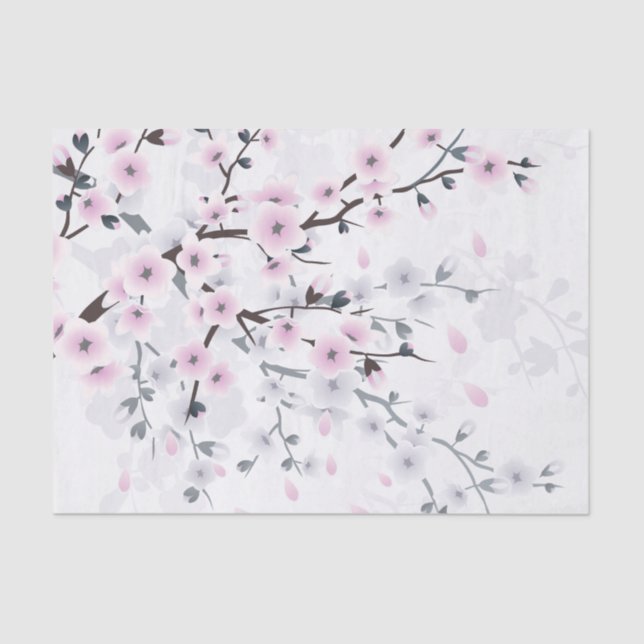 Papel De Seda Paisaje Pastel Cherry Blossom (Anverso)