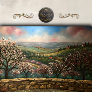 Papel De Seda Paisaje Primaveral Toscano Decoupage