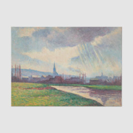 Papel De Seda Paisaje rural con río (por Maximilien Luce)