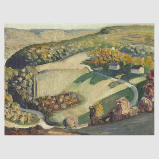 Papel De Seda Paisaje rural por Grant Wood (Anverso)