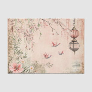 Papel De Seda Paisaje Sereno de Flor de Cerezo Rosa (7)