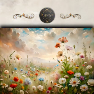 Papel De Seda Paisaje Soñado de Pradera de Flores Silvestres Dec