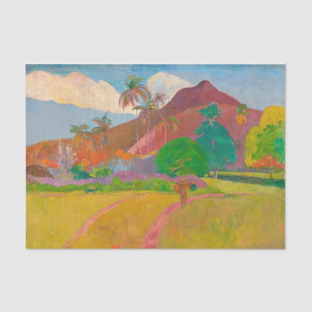 Papel De Seda Paisaje tahitiano Paul Gauguin Post-impresionista (Anverso)
