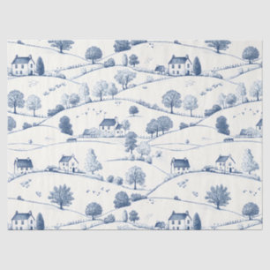 Papel De Seda Paisaje Toile Azul Pastoral Clásico Francés