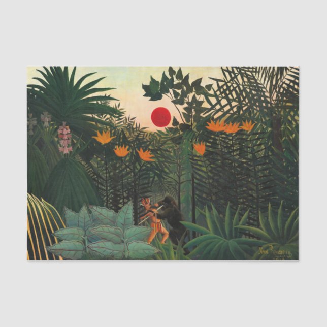 Papel De Seda Paisaje tropical por Henri Rousseau (Anverso)