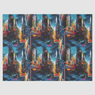 Papel De Seda Paisaje urbano abstracto de ciudad ciberpunk (3)