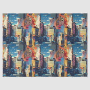 Papel De Seda Paisaje urbano abstracto de ciudad ciberpunk (4)