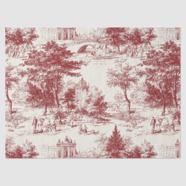 Papel De Seda Paisaje vintage rojo Toile (Anverso)