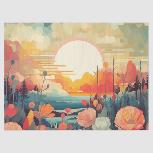 Papel De Seda Paisajes rojos y blancos (Anverso)