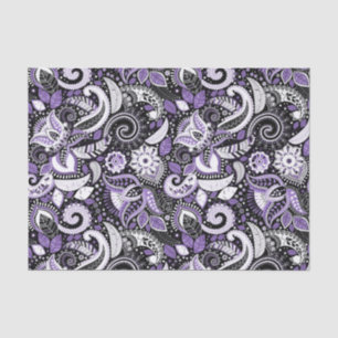 Papel De Seda Paisley Blanca Púrpura Imprimir Elegante Fiesta de