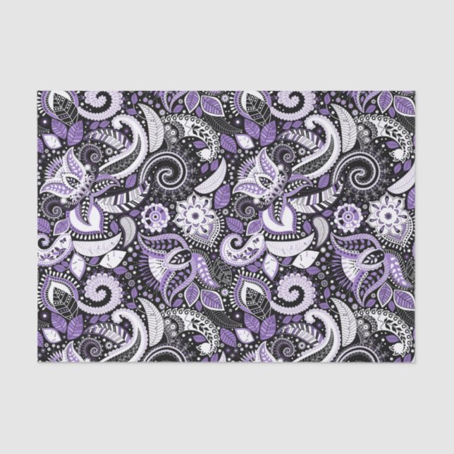 Papel De Seda Paisley Blanca Púrpura Imprimir Elegante Fiesta de (Anverso)