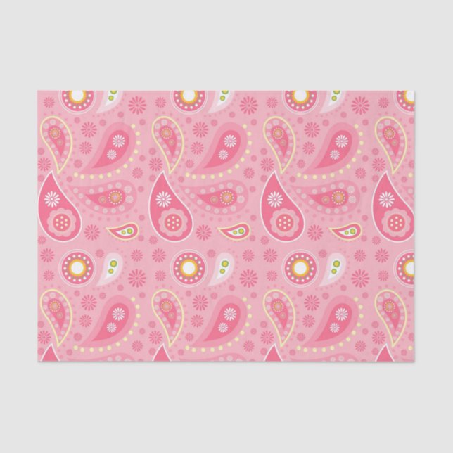 Papel De Seda Paisley positivamente rosada (Anverso)