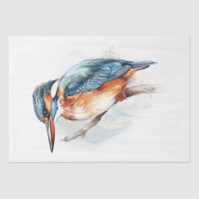 Papel De Seda Pájaro acuático de Kingfisher (Anverso)