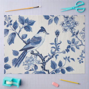 Papel De Seda Pájaro Azul Chinoiserie Decoupage