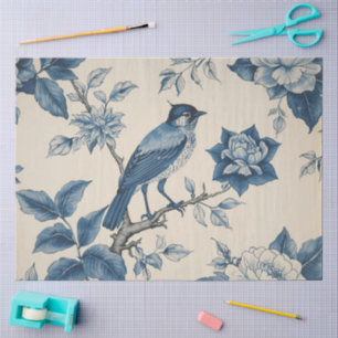 Papel De Seda Pájaro Azul Chinoiserie Decoupage