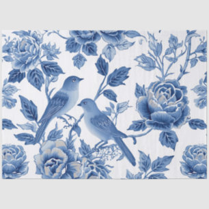 Papel De Seda Pájaro Azul Chinoiserie Decoupage