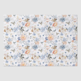 Papel De Seda Pájaro azul con rubor de melocotón pálido