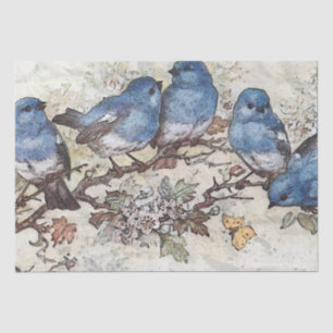 Papel De Seda Pájaro azul en descomposición de mariposas