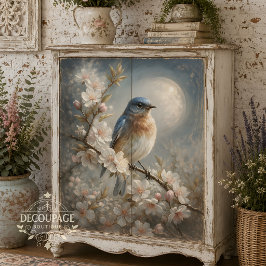 Papel De Seda Pájaro cantor bajo la luz de la luna Pájaro Azul D