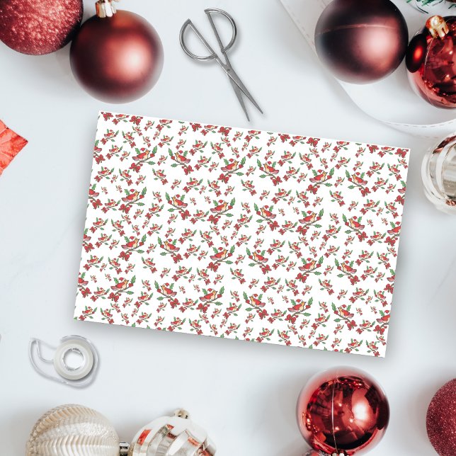 Papel De Seda Pájaro Cardinal En Santa Hat Con (Subido por el creador)