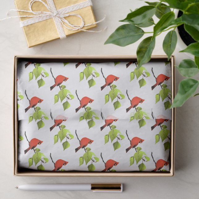 Papel De Seda Pájaro Cardinal Rojo (Regalo )