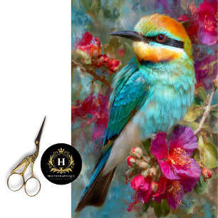 Papel De Seda Pájaro Cometa Arcoíris Flores Tropicales Decoupage