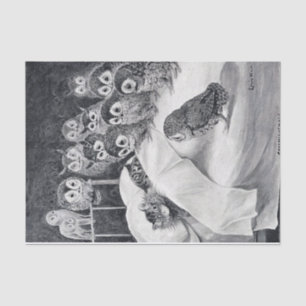 Papel De Seda Pájaro de búho gato nocturno, Louis Wain