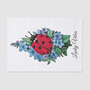 Papel De Seda Pájaro De Ladybird Acuarela Con Flores Salvajes Az