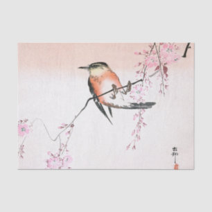 Papel De Seda Pájaro de Ohara Shoson's en cerezo llorón