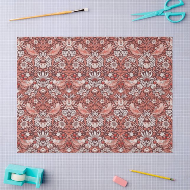 Papel De Seda Pájaro de Terracota Strawberry Thief de William Mo (Artesanía)