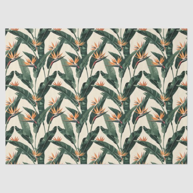 Papel De Seda Pájaro del paraíso desfiguración del patrón botáni (Anverso)