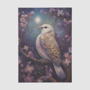 Papel De Seda Pájaro Floral Bajo la Luz de la Luna